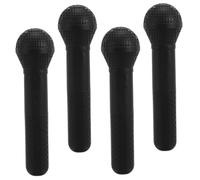 Kisangel 4 Piezas Micrófono Falso para Imitación Negro Plástico Resistente para Disfraces Fiesta Cumpleaños Teatro Escolar y Karaoke Infantil
