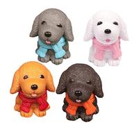 Kisangel 4 Piezas Modelo de Cachorro de Bufanda Perro Perros Mini Mascota Perro de Juguete Juguetes Adornos para Perros pequeños Adornos de estatuillas de Perro el plastico