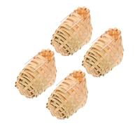 Kisangel 4 Piezas Nidos para Pájaros de Bambú Hechos Mano con Gancho Refugio Rústico Mano para Jardín Decoración Exterior y Patio Jaula Decorativa Ventilada