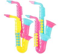 Kisangel 4piezas Saxofón De Juguete para Niño Niña Instrumentos Musicales Simulados Accesorio para Presentaciones Juguetes Educativos para Niño Niña y