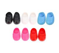 Kisangel 5 Pares Zapatos Miniatura para Muñecas de Decoración de Casa de Muñecas Calzado Simulado Adorable para Miniaturas Accesorios de Negro Blanco Rojo Rosa Azul