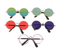 Kisangel 5 Piezas Gafas para Mascotas Perro Gafas De Sol Raza Pequeña Caniche Kit De Aseo para Perros Solar para Perros Anteojos para Mascotas Gafas Redondas Gato Criar Resina