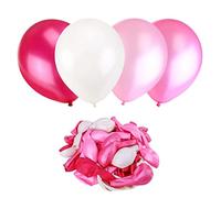 Kisangel 50 Piezas globo de latex feliz globos globo de fiesta de cumpleaños globo de brillo nacarado globo para la boda globo para la diversión de los rosa