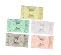 Kisangel 5piezas Diadema de Nailon Lazo para Textura de Jacquard Color Carne para Fiestas de Bebés