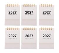 Kisangel 6 mini calendarios de bolsillo para escritorio, calendario de pie reversible 2026-2027 a color - Encuadernación de planificador mensual para agenda diaria en casa u oficina (blanco)