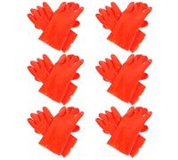 Kisangel 6 Pares Guantes de Trabajo de PVC Naranja, Reutilizables | Fontanería y Jardinería, Textura Resistente, Uso en Extremidades Secas, Hombres y Pesca, Alcalinos