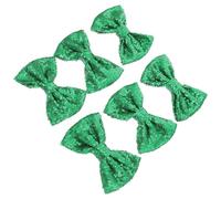 Kisangel 6 Piezas de Adornos de Pinza Cabello Lazo de Lentejuelas Verdes, Tejido de Fina Elaboración y Diseño Elegante para Scrapbooking y Decoración