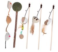 Kisangel 7piezas Juguetes Interactivos para Gatos Hierba Gatera Varitas De Juguete De Ratón De Caricatura Accesorios para Kittens Incluye Varita De Catnip