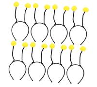 Kisangel 8 Piezas diadema con bola de pelo bolitas de colores Accesorio temático chicas diadema de bolas de pelo de fiesta banda para el cabello con bolas esponjosas tela no tejida Amarillo