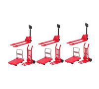 Kisangel 9 Piezas Modelo de Coche Móvil Miniatura Rojo, Mini Carro de Mano y Carretilla Elevadora, Vehículo de Construcción de Juguete para Escenas y Decoración, Accesorios Juegos