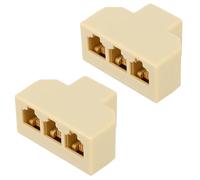 Kisangel Adaptador Divisor Telefónico Rj11 de 3 Vías, Color, Pack de 2 Unidades, Diseño Ligero y Profesional, para Uso en Línea Fija en Hogares y Oficinas