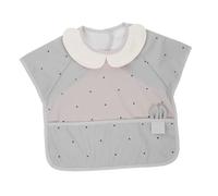 Kisangel Babero para Pequeños Delantal de PU sin Mangas con Cierre Trasero de Broche Babero para Comidas de Bebés de Diseño con Bolsillo para Protección contra Derrames