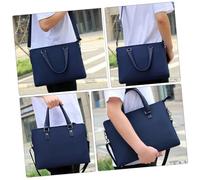 Kisangel Bolso de Negocios para Hombre Tela Oxford Azul Resistente al Agua Desgaste Maletín Portátil con Cremallera Antirrobo y Doble Uso Hombro o Mano para Laptop y Documentos