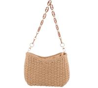 Kisangel Bolso de Paja Beige para Mujer Gran Capacidad, Diseño Sencillo y Moderno, Bandolera Hombro Adecuado para Playa y Vacaciones Junto al Mar