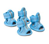Kisangel Botas para Perro de Malla Azul Transpirables y Antideslizantes, Sandalias para Mascotas Que Protegen Las Patas en Verano Caminar sobre Pavimento Caliente, Pack de 4