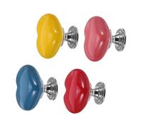 Kisangel Botón Auxiliar del Tanque de Agua del Inodoro Forma de Corazón, Plástico Colorido, Reemplazo Pulsador WC para Baño, Set 4 Piezas para Apartamentos y Hogares