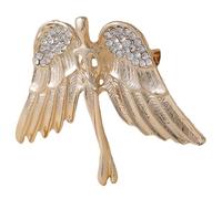 Kisangel Broche de alas de ángel para ropa de mujer, pin para traje, broche de solapa para abrigo, sombrero y vida cotidiana, dorado, aleación de zinc y rhinestone