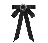 Kisangel Broche de lazo para solapa: Pajarita enjoyada - Broche de cuello retro británico vintage para bufandas y cárdigans - Elegante accesorio de boda barroco negro
