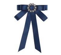 Kisangel Broche de lazo para solapa: Pajarita enjoyada - Broche de cuello retro británico vintage para bufandas y cárdigans - Elegante accesorio de boda barroco azul