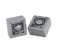 Kisangel Caja Conmemorativa para Dientes de Leche y Pelo Fetal, Estuche de Aleación Plata para Ñiño, Registro de Crecimiento y Recuerdo