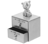 Kisangel Caja Metálica para Recuerdos de Dientes de Leche y Cabello Fetal Doble Capa Color Antiguo Estaño Soporte para Guardar Primeros Dientes y Pelos Joyero Decorativo para Ñiño