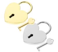 Kisangel Candados Llave en Forma de Corazón Mini Candados para Equipaje y Diario Set 2 Unidades Grandes en Plata y Dorado Seguros para Viajes y Regalos Románticos