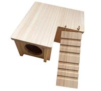 Kisangel Casa para Hámster de Madera Beige Cabaña y Escalera Plegable, Accesorio para Promover Anidación y Juego Decorativo