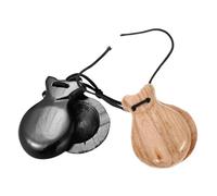 Kisangel Castañuelas de Madera Maciza para Adultos 2 Piezas Color Natural y Negro Instrumento de Percusión Flamenco para Educación y Música en Aula