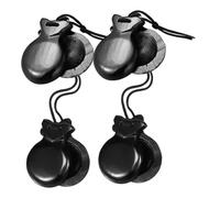 Kisangel Castañuelas de Madera Negras 4 Piezas (2 Pares) Instrumento de Percusión para Flamenco y Educación Musical, Pequeños Instrumentos Portátiles para Principiantes y Batería Educativa