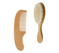 Kisangel Cepillo Para Champú y Peine Masajeador Para Cuero Cabelludo Infantil Mango De Madera, Cerdas Suaves De Lana, Juego De 2 Piezas Para Baño y Cuidado Del Cabello Bebés