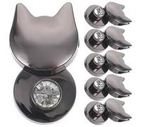 Kisangel Cerraduras giratorias para bolsos pequeños forma de gato 6 unidades en aleación de zinc negro fáciles de instalar para uso en tienda de reparación
