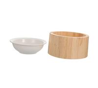 Kisangel Comedero Elevado para Gatos De Cerámica con Soporte De Madera Plato para Comida y Agua Anti-vomitos para Mascotas Diseño Práctico y Cómodo para Mejor Postura Al Comer