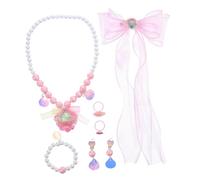 Kisangel Conjunto Accesorios de Sirena Collar de Conchas Pulsera de Perlas Anillo y Pendientes para Vestir y Fiestas