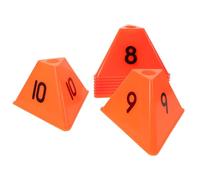 Kisangel Conos Deportivos Numerados para Entrenamiento de Fútbol 10 Unidades Color Naranja Marcadores Triangulares para Ejercicios de Agilidad y Velocidad en Campo Exterior E Interior
