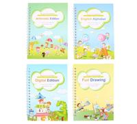 Kisangel Cuaderno de Práctica de Escritura en Inglés Papel Reutilizable, Estilo Simple y Paquete de 4 Unidades para Aprender a Escribir y Mejorar Caligrafía