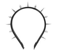 Kisangel Diadema Rivet Punk: Diadema de cuero sintético con remaches cónicos plateados, tocado gótico negro con pinchos para hombre y mujer, ideal para festivales de rock, fiestas y uso diario.