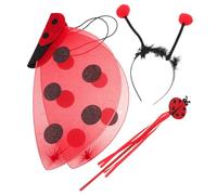 Kisangel Disfraz Diseño Plegable de Mariquita con Alas de Insecto para Niña y Varita de Princesa de Tela Roja Varios estilos para Halloween y Espectáculos en Escenario Varios estilos