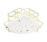 Kisangel Estante de Almacenamiento Esquinero para Baño, Dorado, Estable | Diatomita y Metal, Diseño Surtido, Resistente al Agua, para Lavabo, Mesa o Tocador Estilo Aleatorio