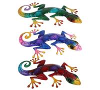 Kisangel Estatua de Colgante y Decoración de Paredes para Exteriores para Jardín, Juego de 3 Piezas de Geckos de Hierro Forjado Acabado Mate, Diseño Detallado y Resistente para Sala,