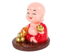 Kisangel Figura De Monje con Energía Solar Decoración Zen para Interiores Cabeza De Monje Que Asiente Adorno Pequeño para Salpicadero De Coche Linda Figura De Monje Pequeño