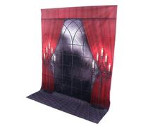 Kisangel Fondo de Fotografía Halloween 150x210 Cm Tela de Fondo Patrón Ventana Castillo Decorativo para Fiestas y Accesorios Fotos Temáticos