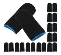 Kisangel Fundas Protectoras para Dedos Táctiles de Fibra de Carbono y Nailon Resistentes al Sudor Antideslizantes Talla Única Color Negro y Azul 10 Pares para Videojuegos y Uso