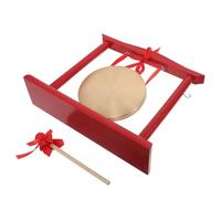 Kisangel Gong de Mesa de Latón 15 CM con Soporte de Madera y Mazo Instrumento de Percusión Chino para Inauguración y Decoración Gong Prosperidad y Buena Suerte