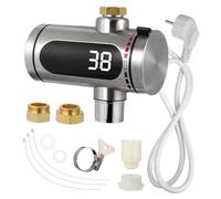 Kisangel Grifo Eléctrico de Cocina Acero Inoxidable con Calentador Instantáneo de Agua Pantalla LED Digital Calentador de Agua sin Tanque para Uso Jardín Taller y Patio Temperatura