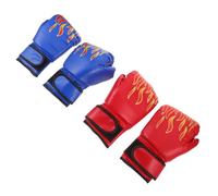 Kisangel Guantes de Boxeo para 2 Pares Set de Kickboxing Acolchado Protector Grueso, Exterior de PU Resistente, Colores Fuego Rojo y Azul, Guantes de Entrenamiento para Saco y Artes
