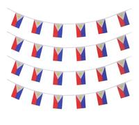 Kisangel Guirnalda de banderines con la Bandera de Filipinas - 33 pies, 30 banderines Nacionales Filipinos para Actividades Escolares, graduaciones, Festivales y Eventos Deportivos.