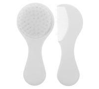Kisangel Juego de 2 Cepillos y Peines de Plástico Blanco para Bebés Cerdas Suaves, Masaje del Cuero Cabelludo y Eliminación de Costra Láctea para Recién Nacidos