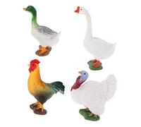 Kisangel Juego De 4 Minifiguras De Animales De Granja Realistas Modelos De Pato Ganso Y Pollo Pequeñas Estatuas De Aves De Corral De Plástico para Accesorios Educativos Juguetes De
