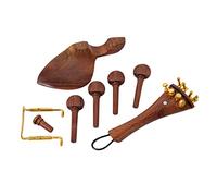 Kisangel Juego de Accesorios para Violín 15 Piezas, Cordal de Violín, Abrazaderas de Barbilla y Pasador, Piezas de Herrajes de Red Sandalwood, Color Café, para Luthiers y Fabricación DIY