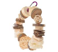 Kisangel Juguetes para Hámsters y Conejos Juguete Colgante de Madera Natural con Cuerda para Masticar y Aliviar el Estrés en Pequeñas Mascotas